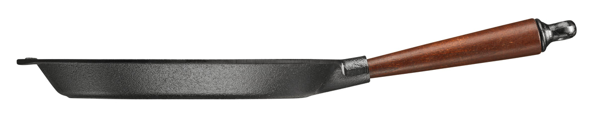Skeppshult gjutjärnspanna med trähandtag