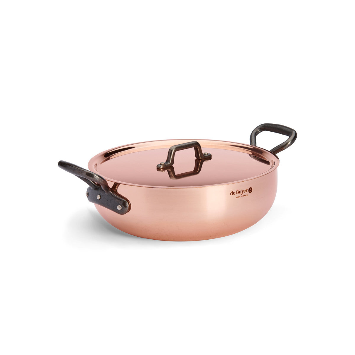 De Buyer Prima Matera rundad sauteuse med lock, gjutjärnshandtag, 28 cm