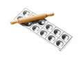 Ravioli mould, 12 pcs round, 5 cm