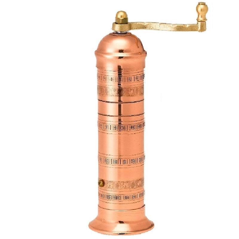 Grekisk pepparkvarn av koppar, utsvängd fot, 26 cm